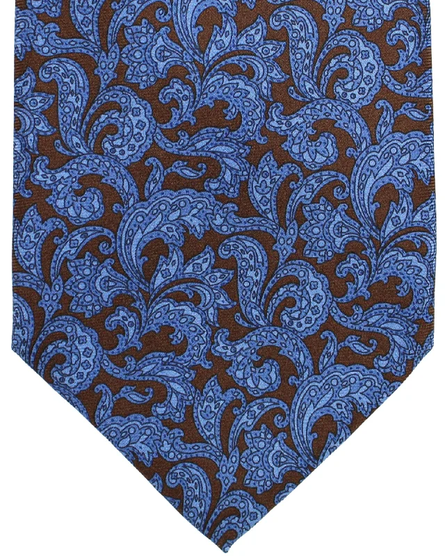 Men's tie with intricate design-Stefano Ricci Silk Tie Brown Blue Ornamental