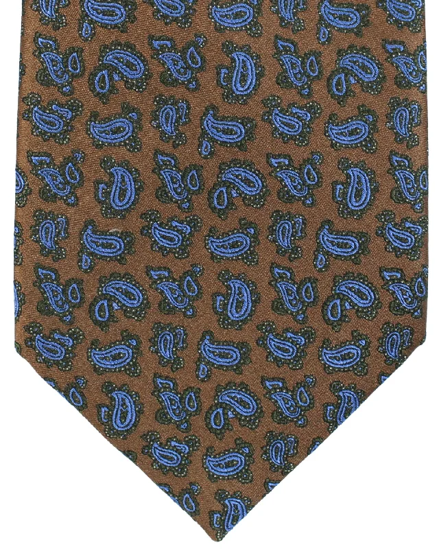 Men's tie with delicate stripes-Stefano Ricci Silk Tie Brown Blue Paisley SALE