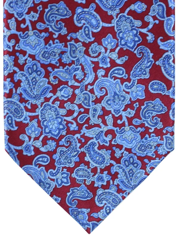 Men's silk tie for corporate events-Stefano Ricci Silk Tie Dark Red Blue Paisley SALE