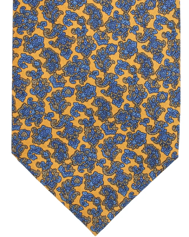 Men's tie for a formal interview-Stefano Ricci Silk Tie Orange Blue Brown Ornamental Paisley