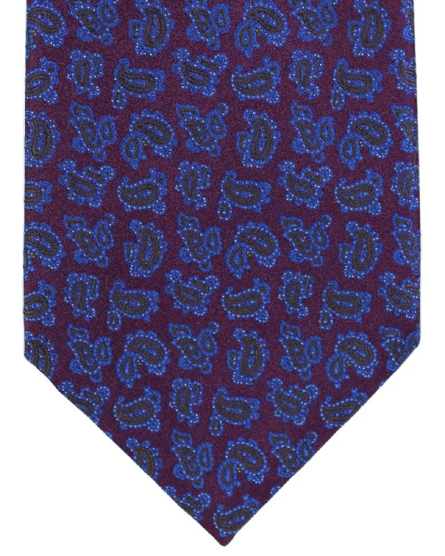 Men's high-quality silk necktie-Stefano Ricci Silk Tie Purple Olive Blue Paisley