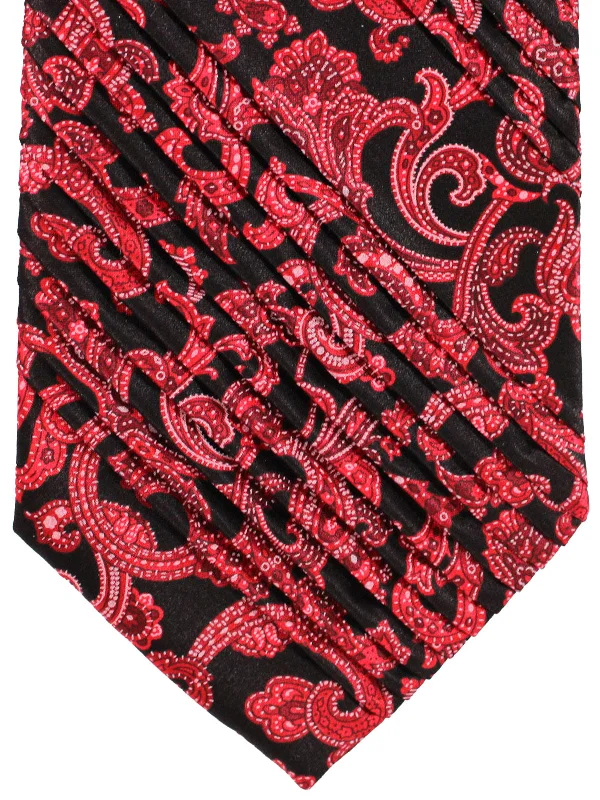 Men's tie for formal occasions-Stefano Ricci Tie Black Red Burgundy Ornamental - Pleated Silk Necktie SALE