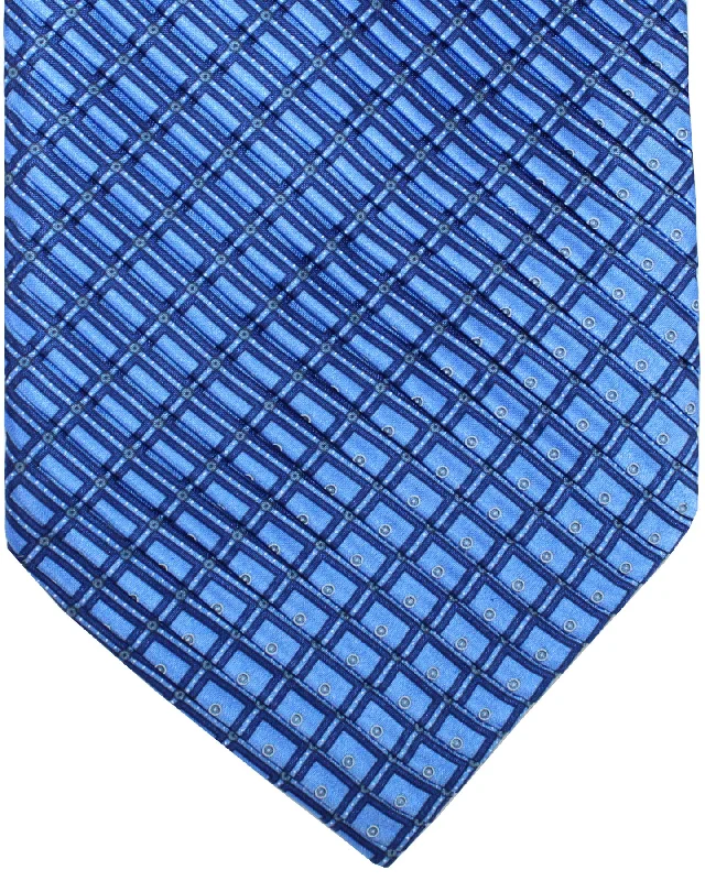 Elegant men's necktie for business events-Stefano Ricci Tie Blue Geometric - Pleated Silk