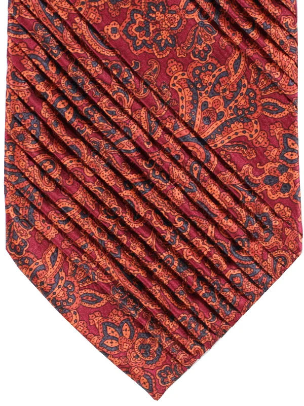 Men's tie with an embroidered design-Stefano Ricci Tie Brown Orange Ornamental Design - Pleated Silk