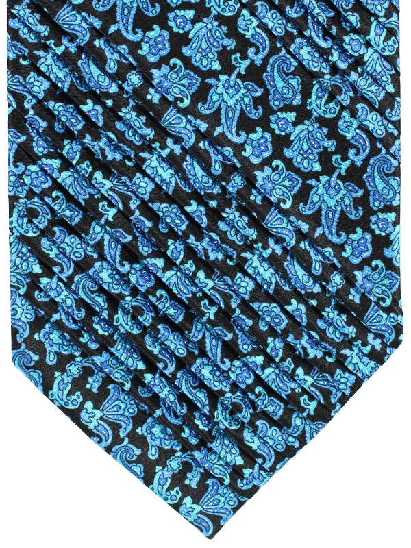 Men's tie for professional look-Stefano Ricci Tie Dark Blue Ornamental - Pleated Silk Necktie SALE