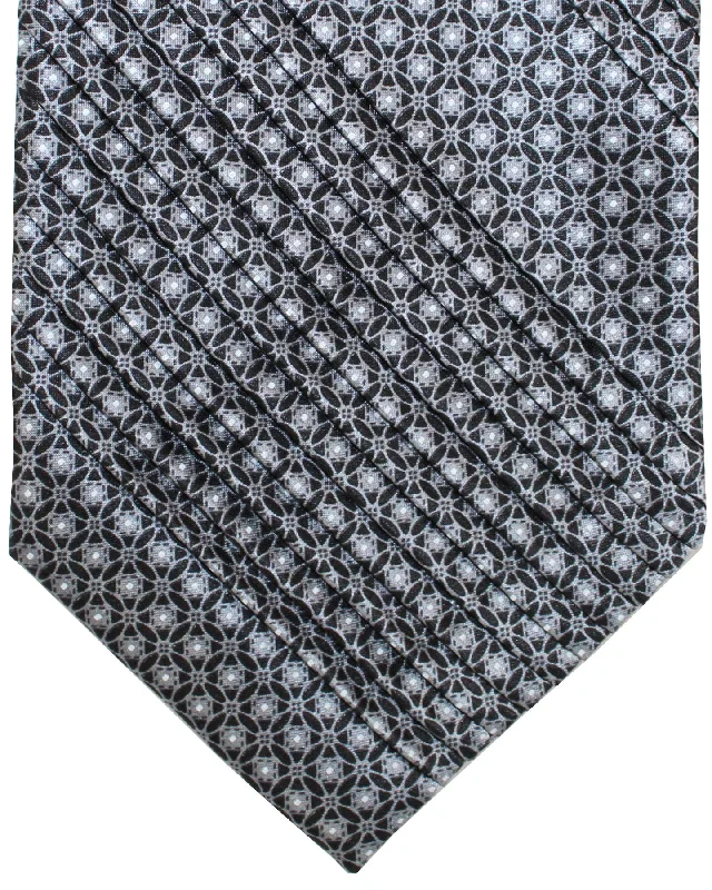 Men's formal tie for dinner events-Stefano Ricci Tie Gray Geometric Design - Pleated Silk