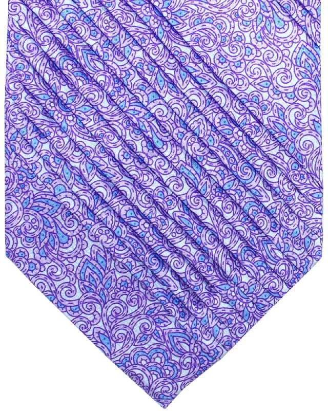 Men's tie for black tie events-Stefano Ricci Tie Lilac Ornamental - Pleated Silk