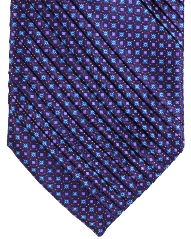 Best necktie for upscale events-Stefano Ricci Tie Purple Geometric - Pleated Silk