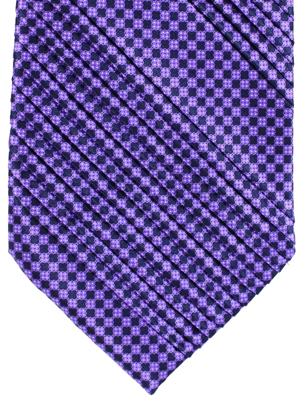 Men's unique tie for casual outfits-Stefano Ricci Tie Purple Geometric - Pleated Silk Necktie