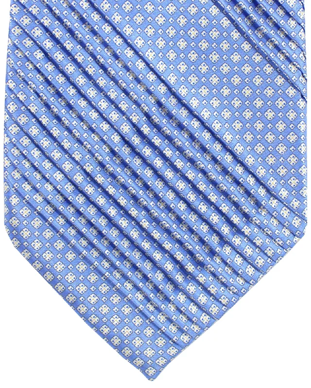 Men's tie for office wear-Stefano Ricci Tie Sky Blue Geometric Design - Pleated Silk