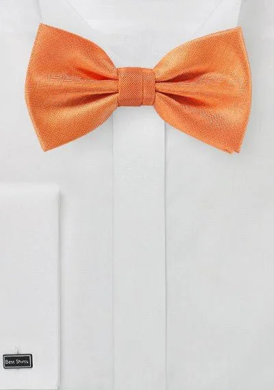 Men's tie for corporate events-Tangerine Herringbone Bowtie