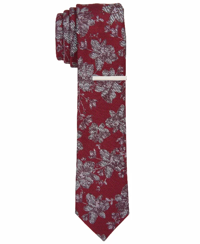 Men's satin tie-Tanner Floral Slim Tie