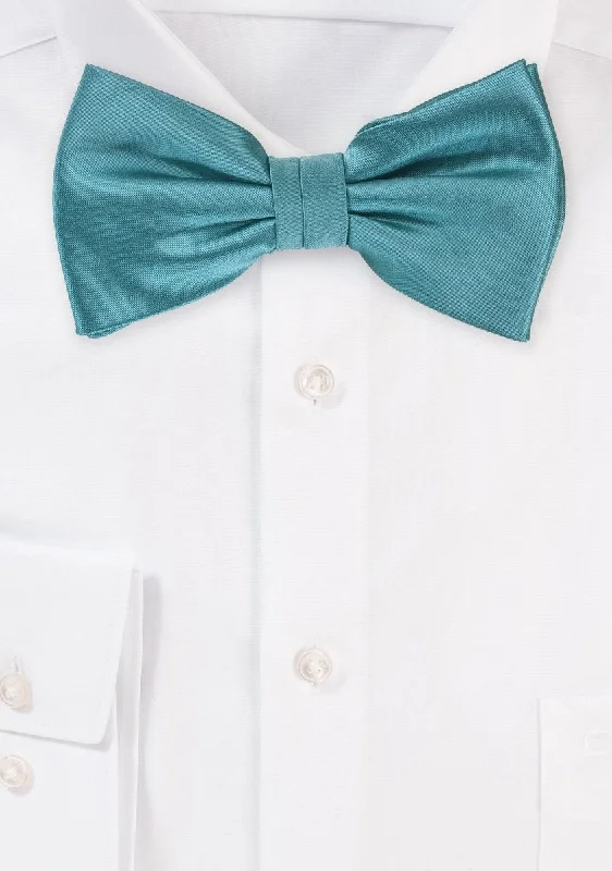 Men's bow tie vs necktie-Teal Solid Bowtie