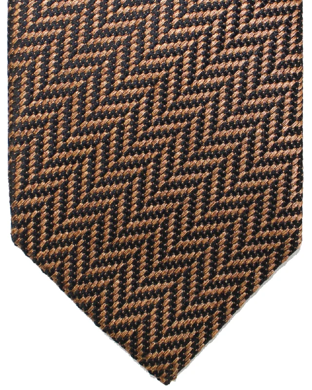 Men's premium silk tie-Tom Ford Silk Tie Brown Herringbone