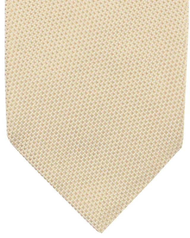 Elegant men's tie with solid color-Tom Ford Silk Tie Taupe Cream Mini Dots Pattern SALE