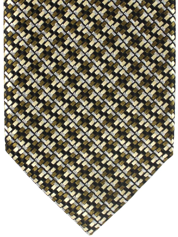 Men's tie with light blue color-Tom Ford Tie Black Silver Forest Green Geometric