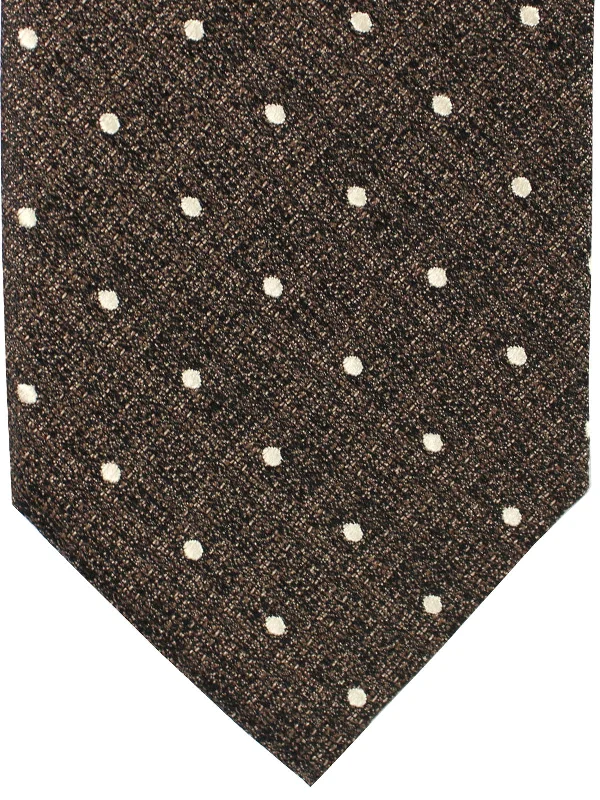 Men's tie with an embroidered design-Tom Ford Tie Black Taupe Dots