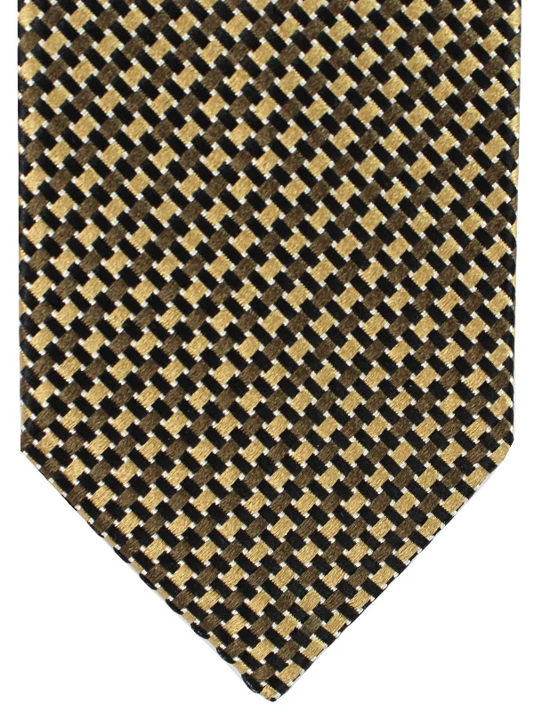 Men's tie with unique textures-Tom Ford Tie Brown Gray Black Geometric Hand Made In Italy