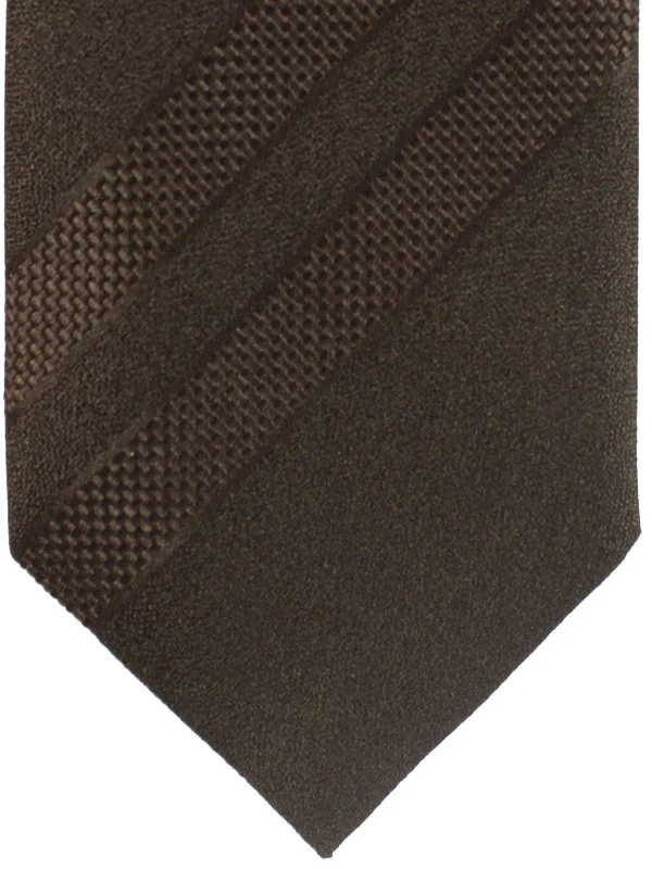 Men's silk tie for holiday season-Tom Ford Tie Dark Brown Tonal Stripes