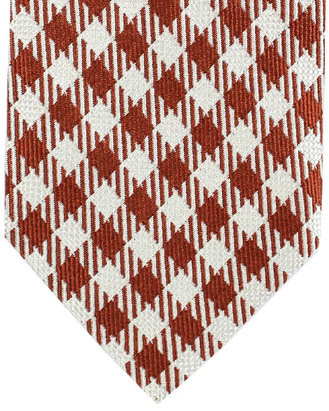 Men's silk tie for holiday season-Tom Ford Tie Maroon Silver Gingham Check SALE