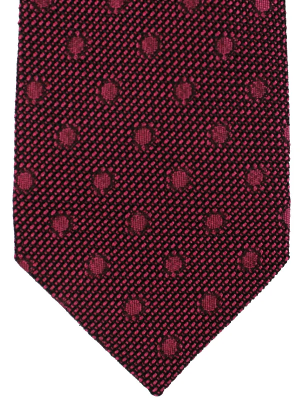 Men's tie for upscale business meetings-Tom Ford Tie Pink Black Polka Dots Hand Made In Italy