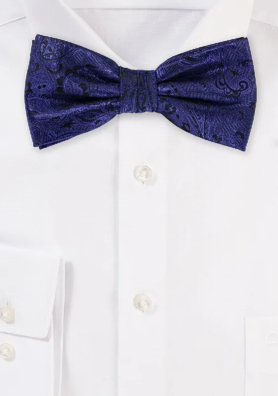 Men's tie with a textured weave-Ultra Marine Blue Proper Paisley Bowtie