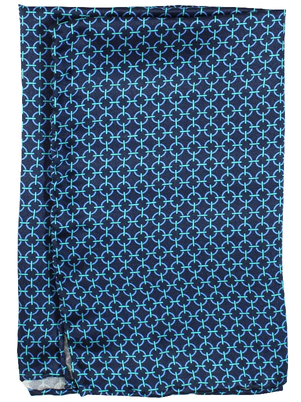 Professional men's silk tie-Vitaliano Pancaldi Pocket Square Black Blue Aqua Geometric