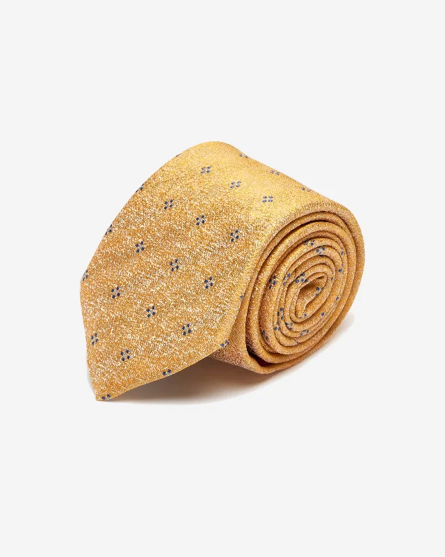 Men's tie for business meetings-Yellow with Blue Geometric Silk Tie