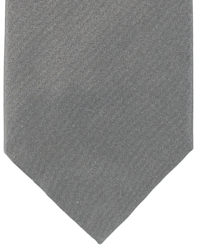 Men's tie with diagonal stripes-Zilli Silk Tie Charcoal Gray Solid SALE