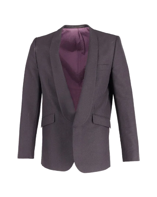 men's designer wedding suits -Acne Studio Open Front Tuxedo Jacket in Black Wool