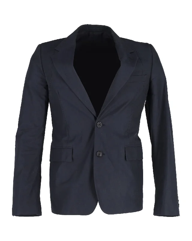 men's long sleeve tuxedo jacket -Alexander McQueen Blazer in Blue Wool