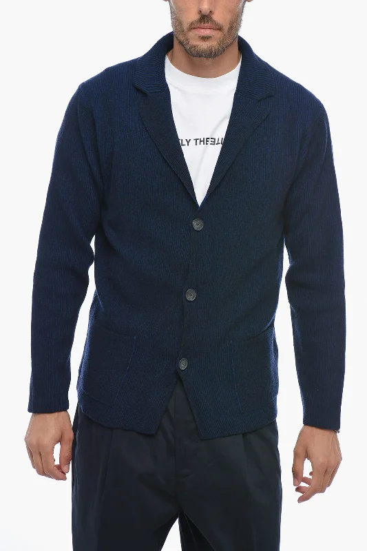 men's suit with vest -Altea Knitted Blazer with Patch Pockets