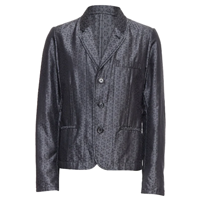 men's stylish suits for parties -Ann Demeulemeester Silk Blend Geometric Floral Brocade Blazer