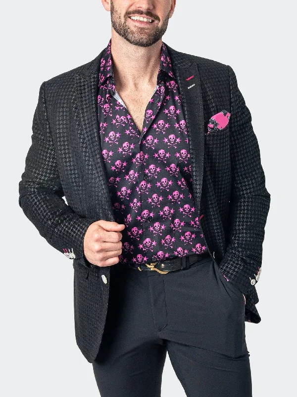 men's double-breasted suits -Blazer Descartes HoundstoothLarge Black