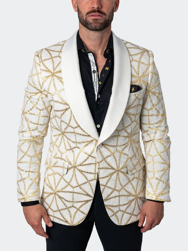 men's slim fit wedding tuxedo -Blazer Shawl CeremonialGold White