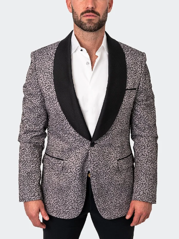 men's checked wool suit -Blazer Shawl CeremonialGrey Grey