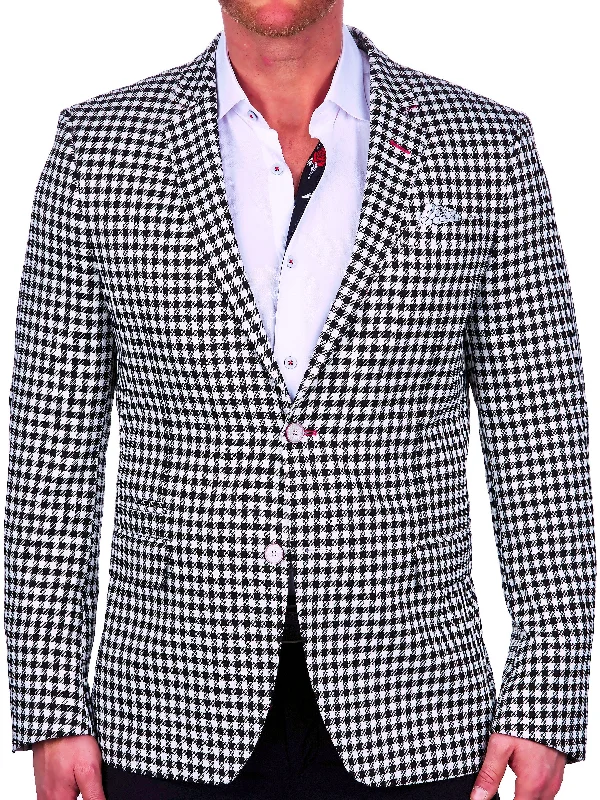 men's elegant grey tuxedo suits -Blazer Socrate Chess White