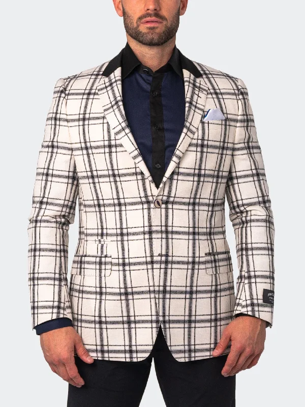 men's classic fit suit -Blazer Socrate Evo SpringCheck White