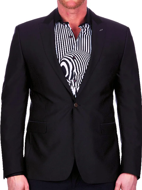 men's black suit for business -Blazer Socrate Skull Black