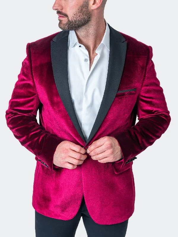 men's winter wool tuxedo suits -Blazer Tesla Velvet Red