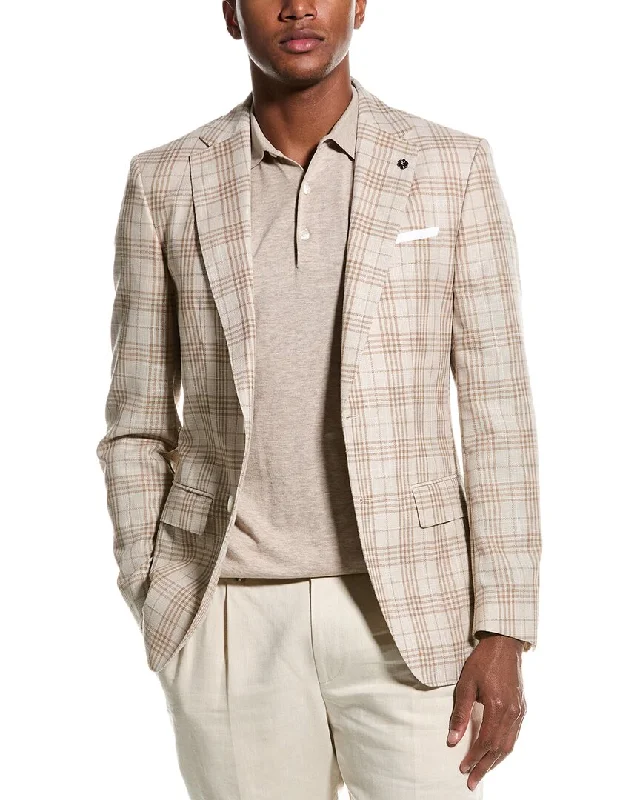 men's classic business suits -BOSS Hugo Boss Hutson Slim Fit Wool & Linen-Blend Suit Jacket