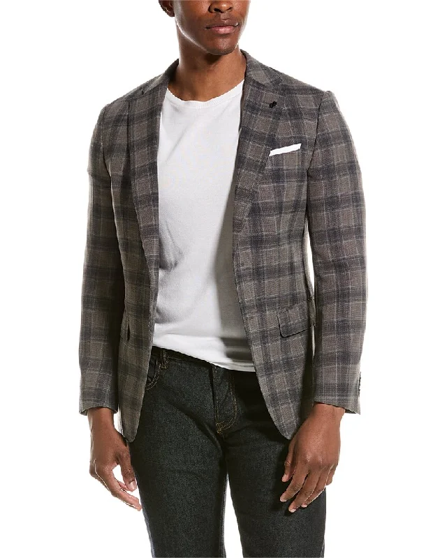 men's checkered suit jackets -BOSS Hugo Boss Wool-Blend Blazer