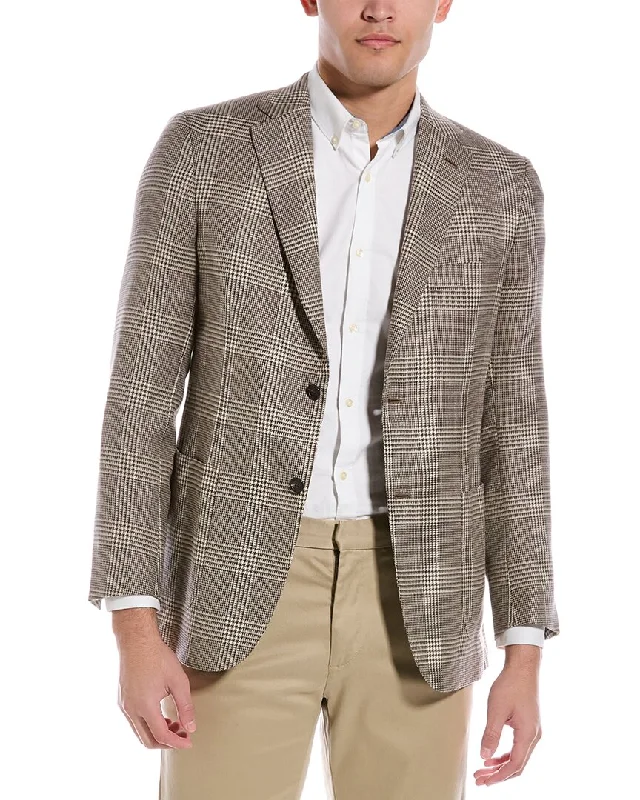 men's suit set with vest -Brioni Wool, Silk, & Linen-Blend Blazer