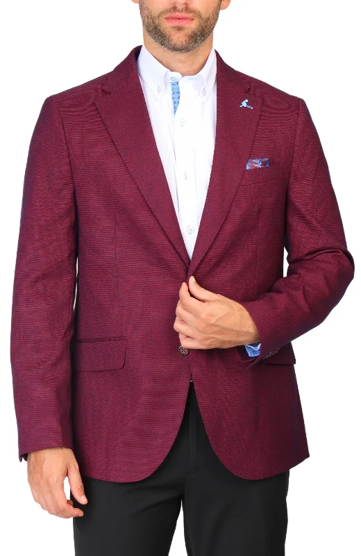 men's summer suits for hot weather -Burgundy Tonal Dobby Sport Coat