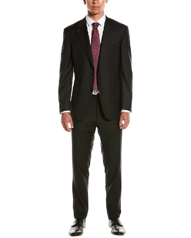 men's tuxedo jacket with peak lapel -Canali Wool 2pc Suit