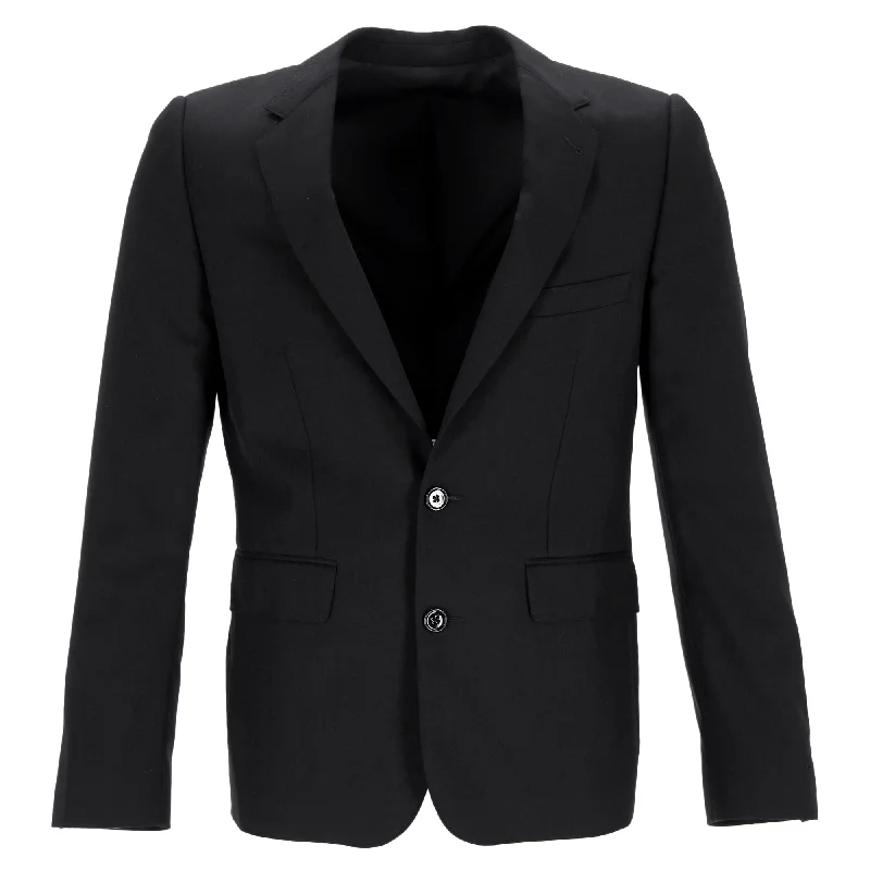 men's suits with slim lapels -Celine Single-Breasted Blazer in Black Wool