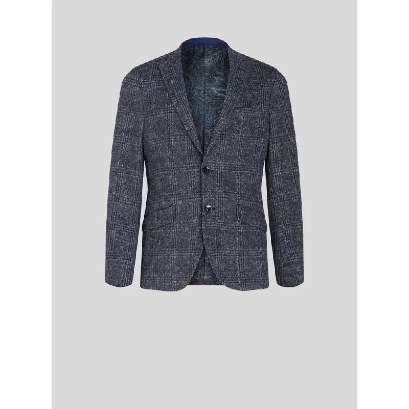 men's suits with patterns -CHECK JERSEY JACKET