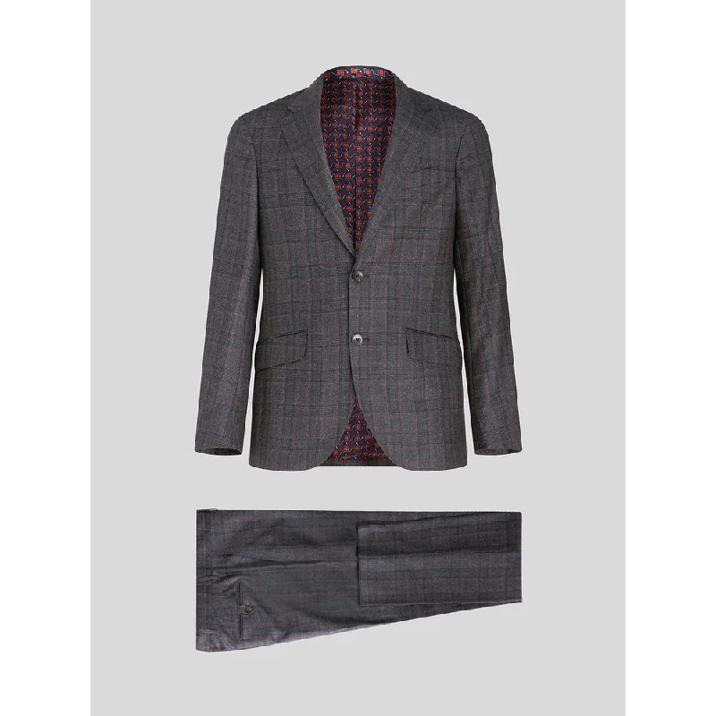 men's suit with bowtie -CHECK WOOL AND CASHMERE SUIT