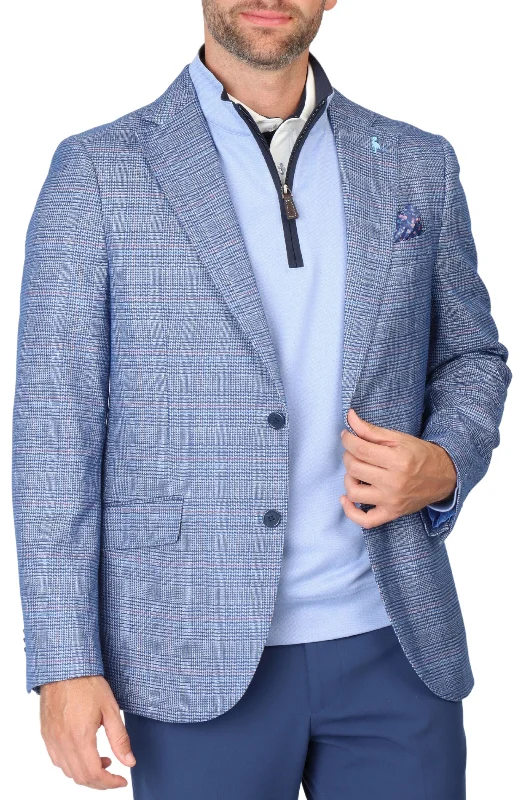 men's tailored wedding suit -Cobalt Great Glen Plaid Sport Coat