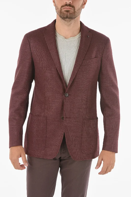 men's tailored business suits -Corneliani CC COLLECTION Basket Weave Patterned RIGHT Blazer with Iconi